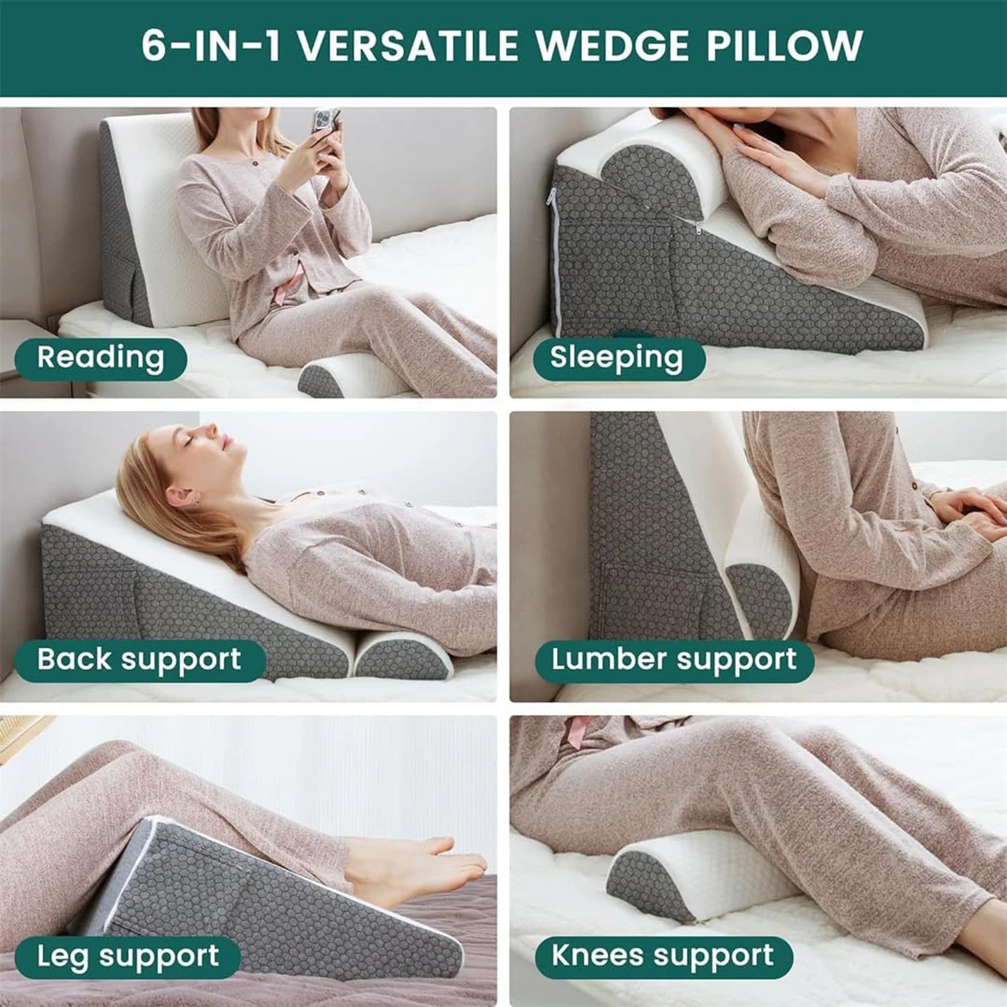Memory Foam Wedge Positioning Pillow Set (7-in-1)