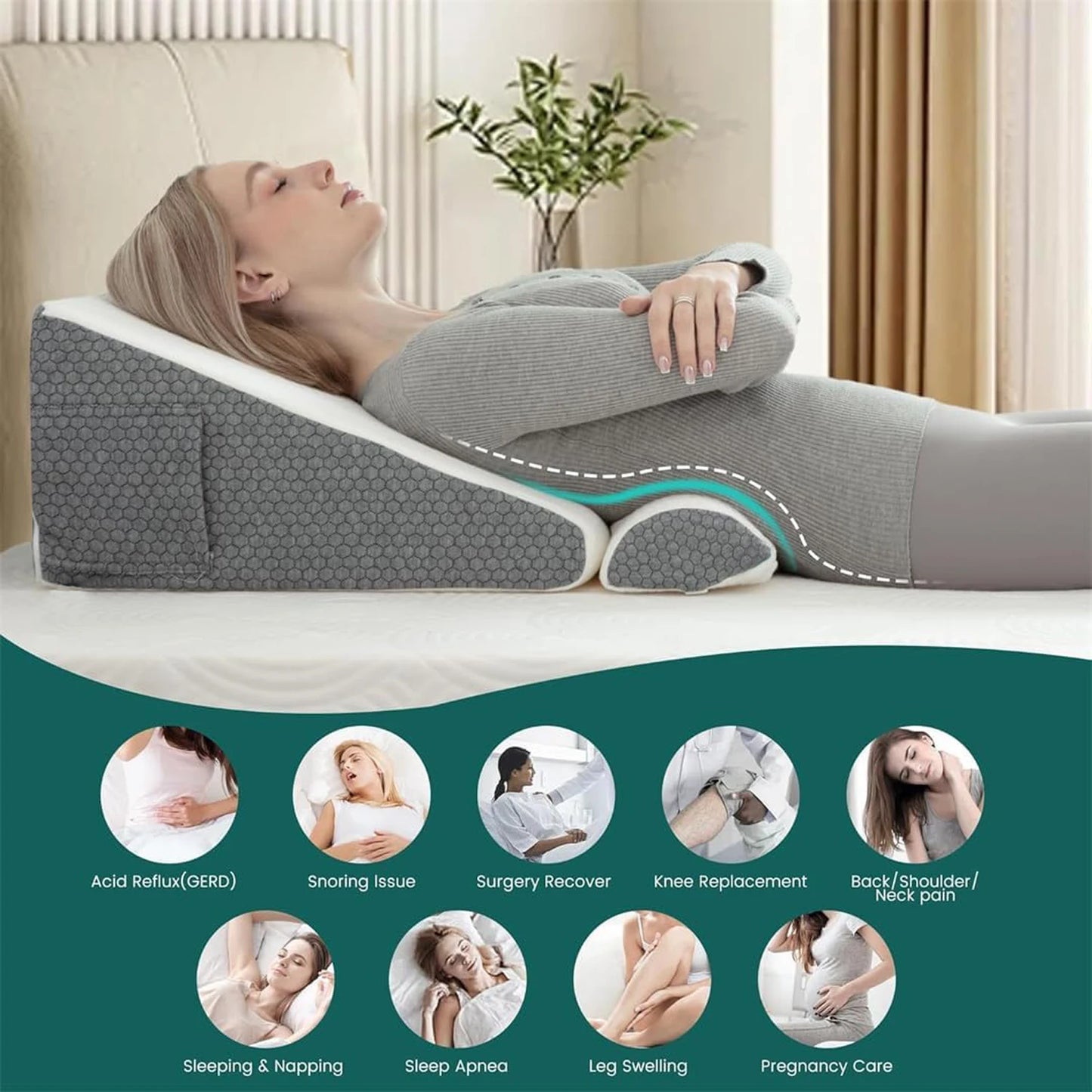 Memory Foam Wedge Positioning Pillow Set (7-in-1)